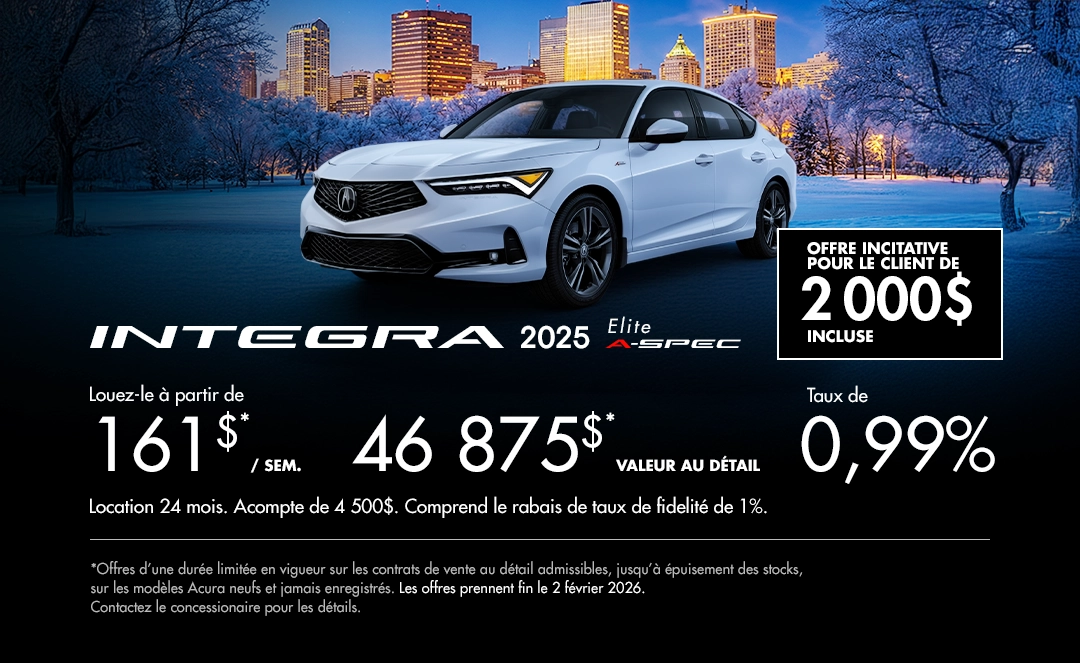 Bannière de Promotion Acura Integra 2025