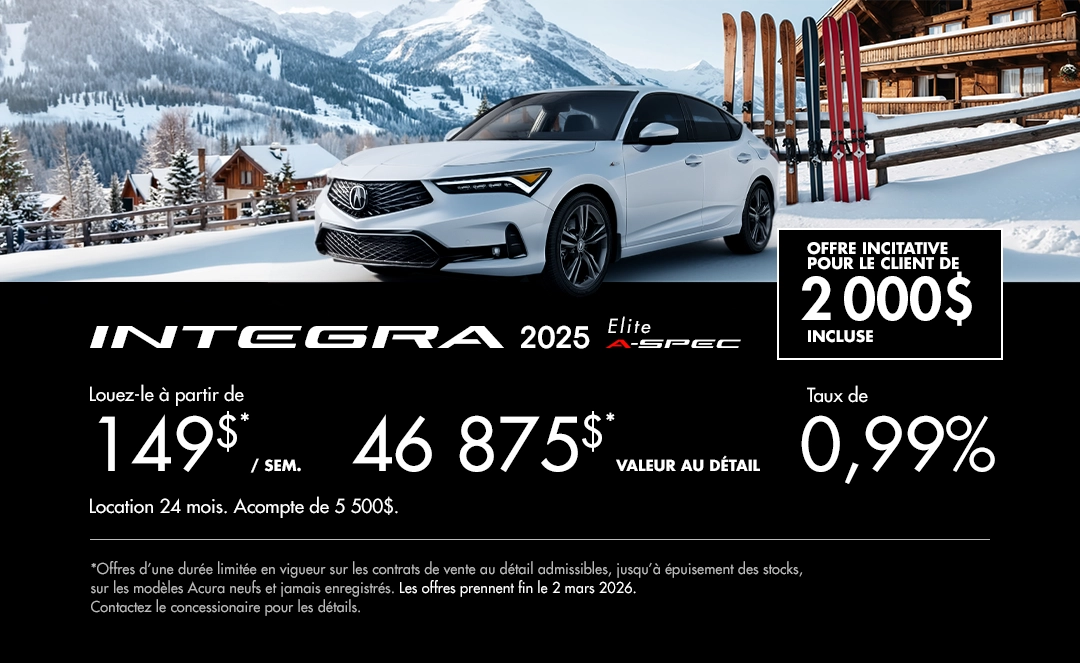 Bannière de Promotion Acura Integra 2025