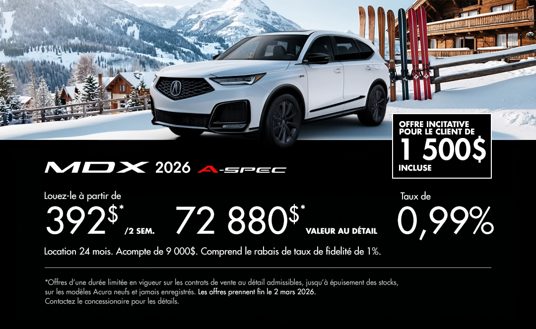 Bannière de Promotion Acura MDX 2026