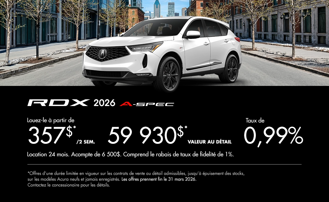 Bannière de Promotion Acura RDX 2026