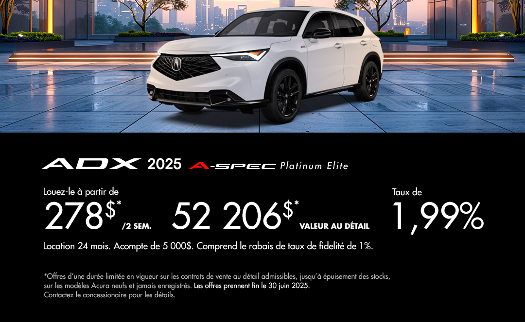 Bannière de Promotion Acura ADX 2025