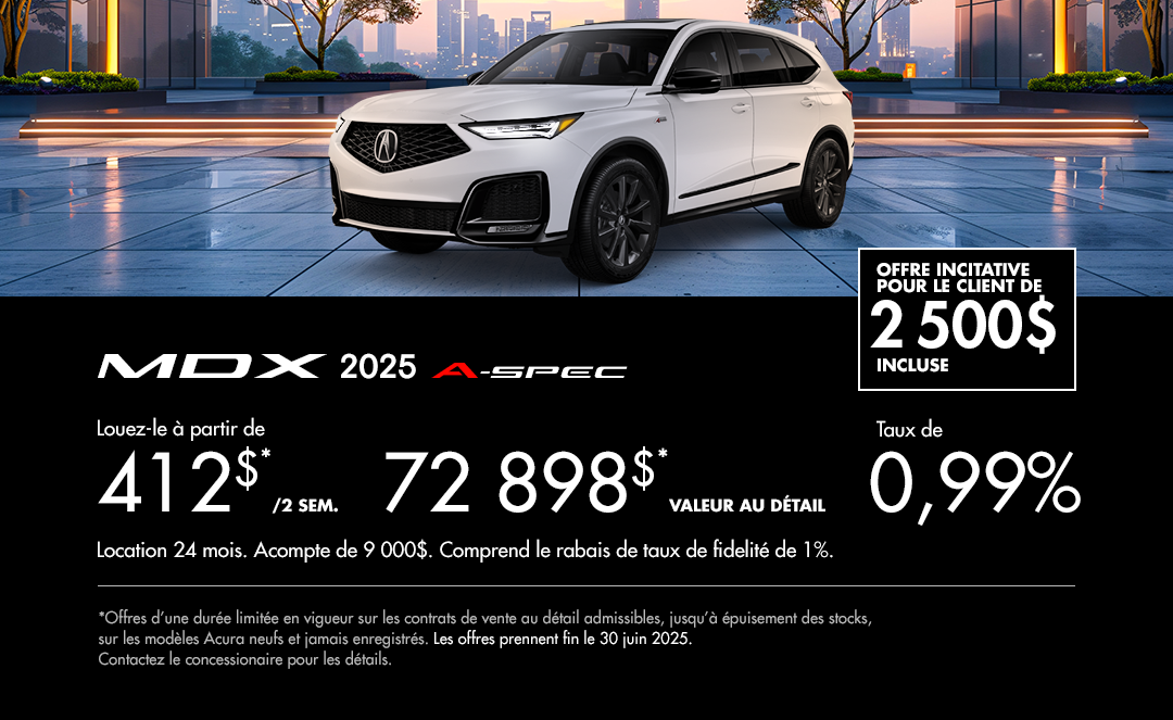 Bannière de Promotion Acura MDX 2025