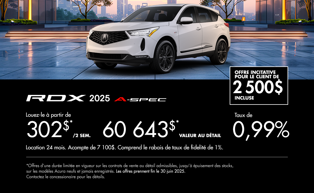 Bannière de Promotion Acura RDX 2025