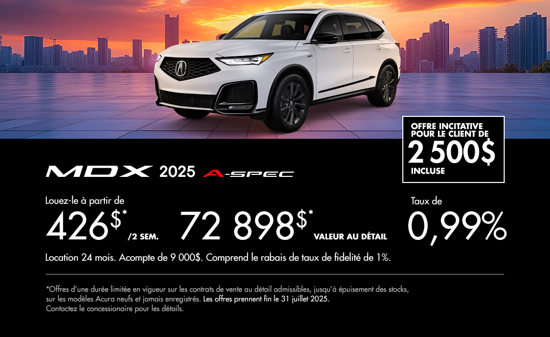 Bannière de Promotion Acura MDX 2025