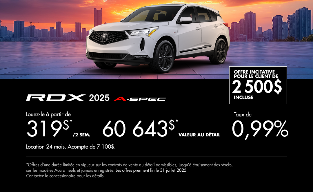 Bannière de Promotion Acura RDX 2025