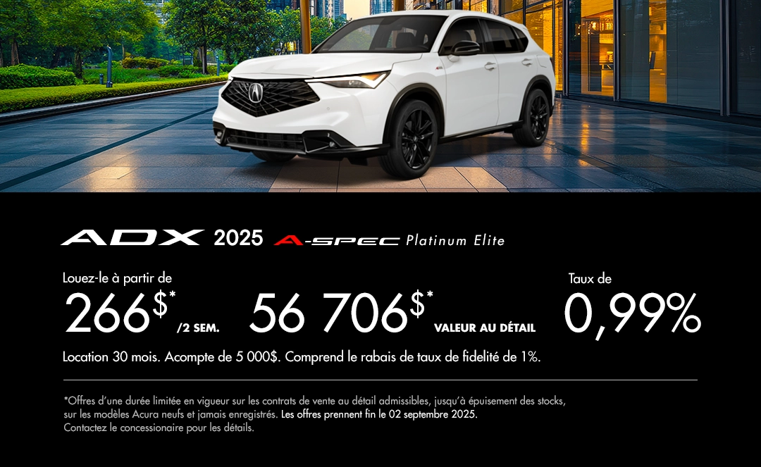 Bannière de Promotion Acura ADX 2025