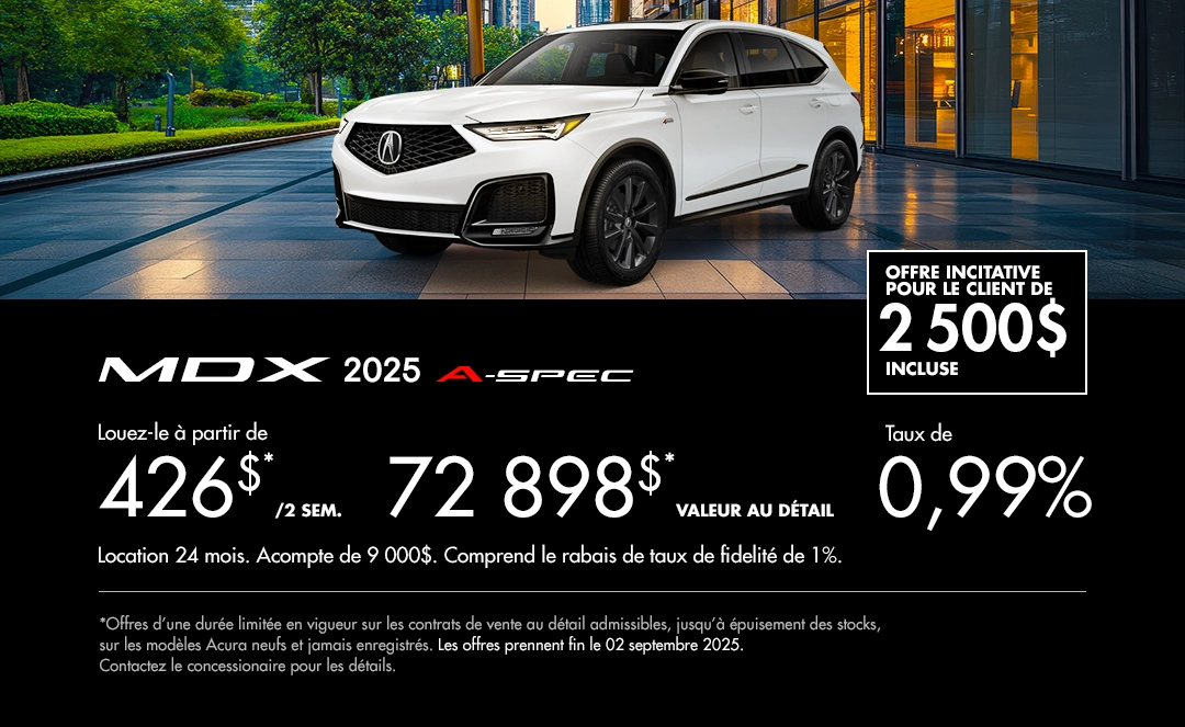 Bannière de Promotion Acura MDX 2025