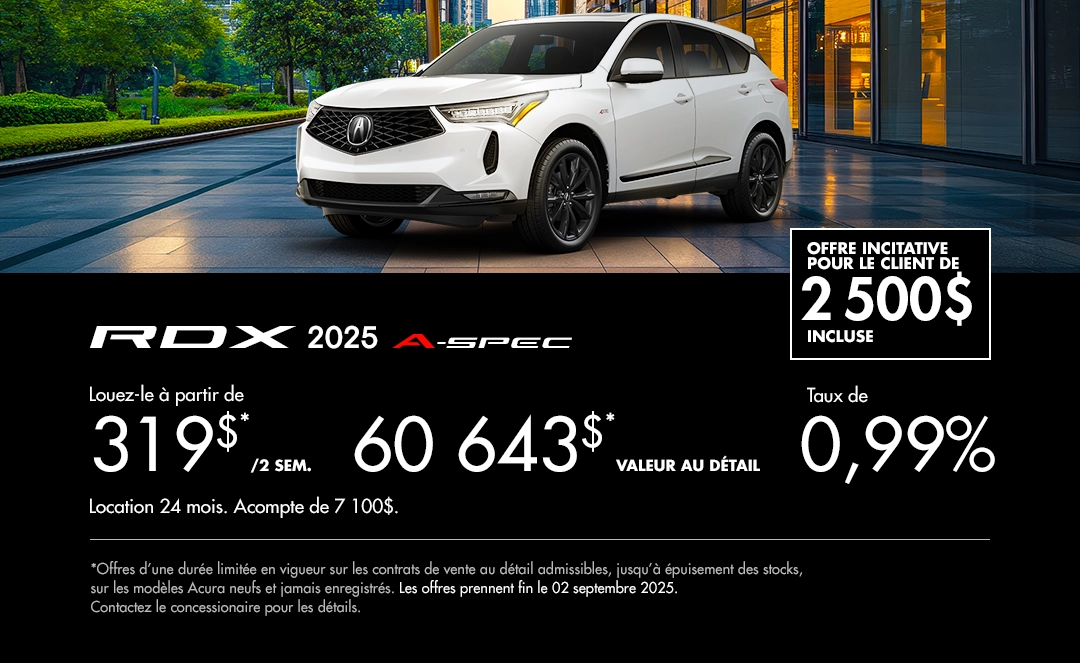Bannière de Promotion Acura RDX 2025