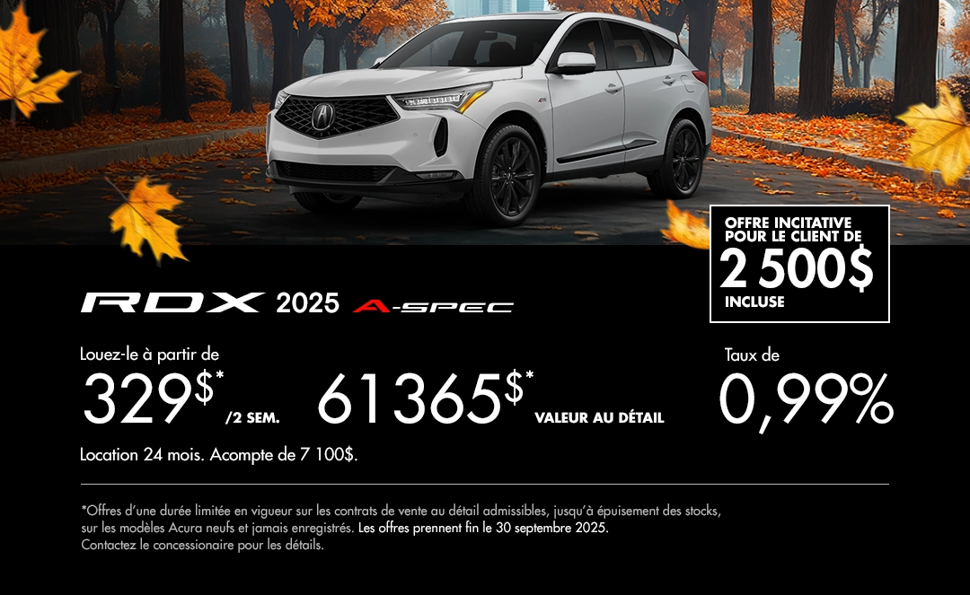 Bannière de Promotion Acura RDX 2025