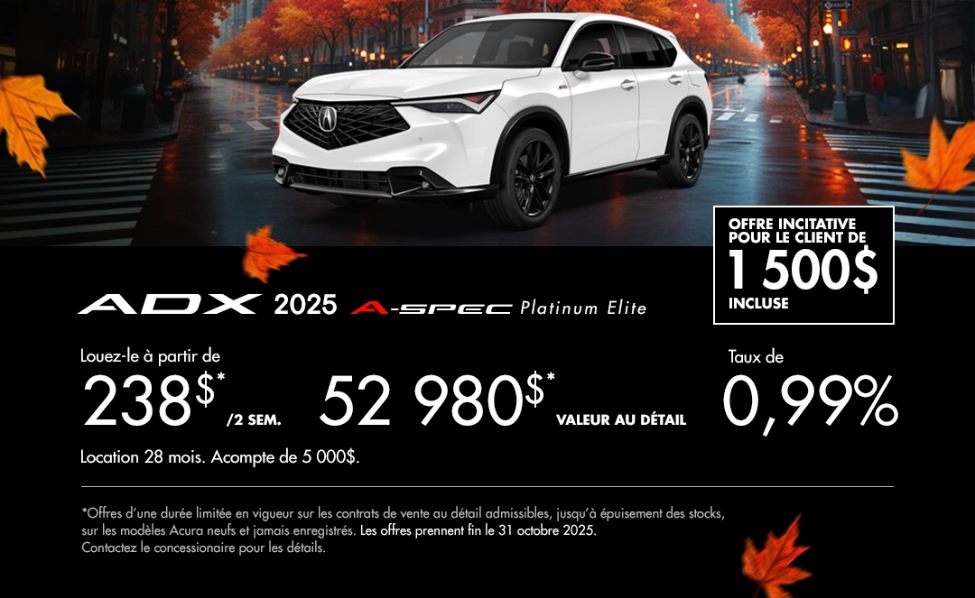 Bannière de Promotion Acura ADX 2025