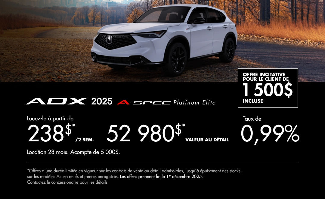 Bannière de Promotion Acura ADX 2025