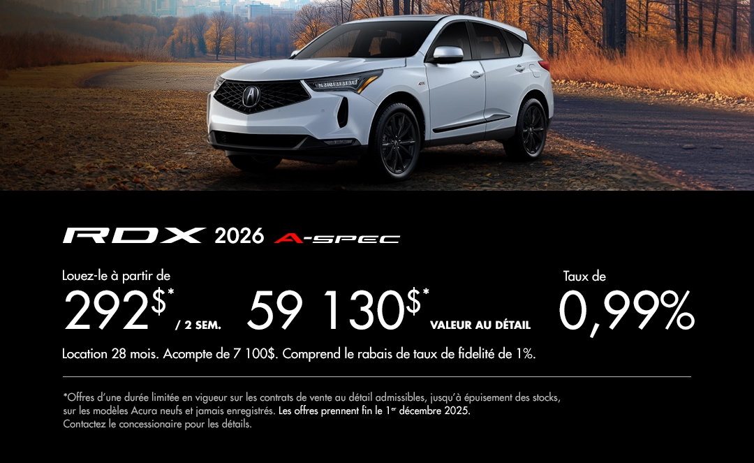 Bannière de Promotion Acura RDX 2026