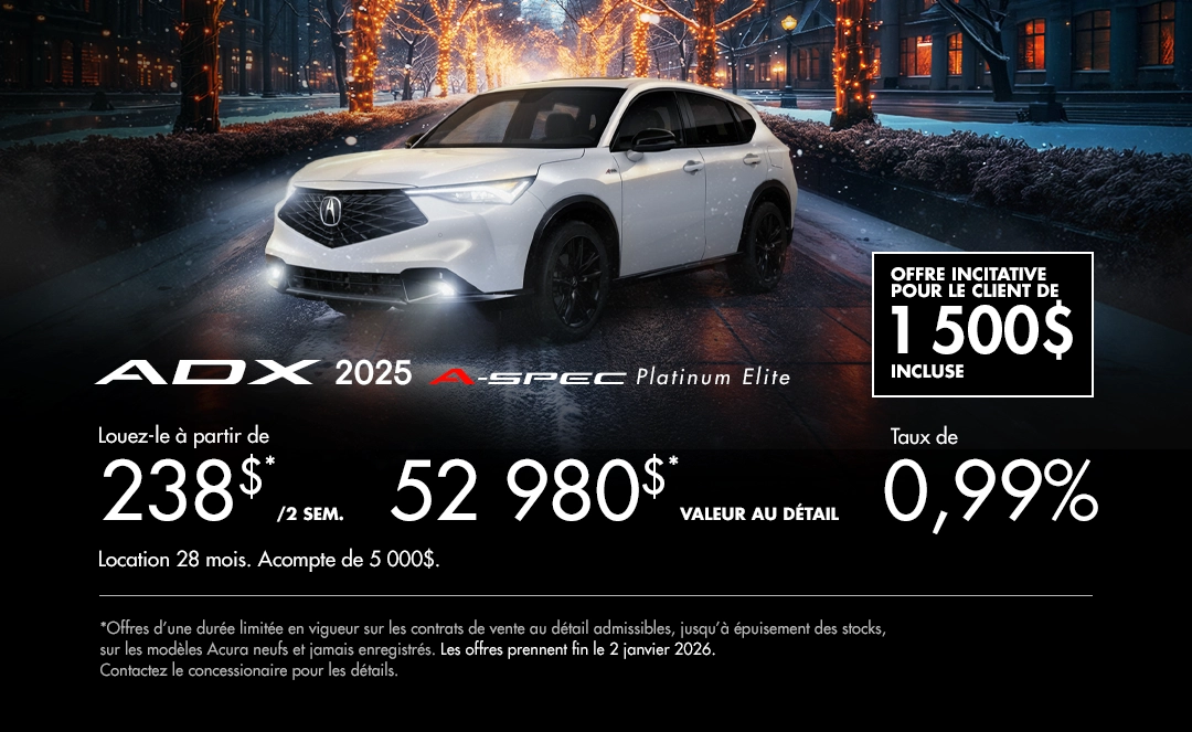 Bannière de Promotion Acura ADX 2025