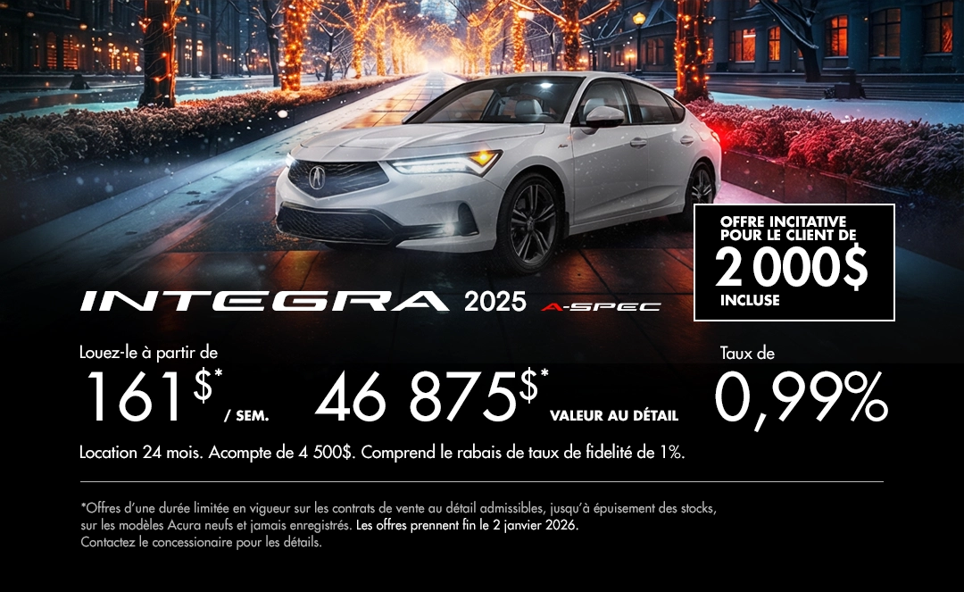 Bannière de Promotion Acura Integra 2025