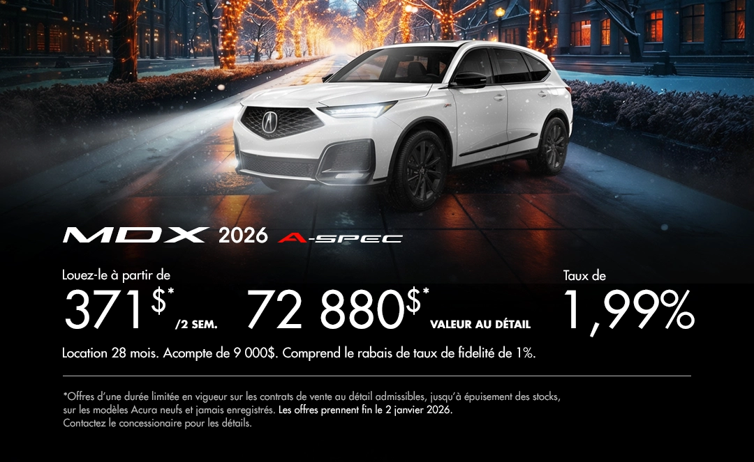 Bannière de Promotion Acura MDX 2026