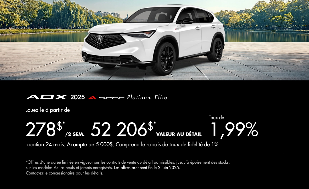 Bannière de Promotion Acura ADX 2025
