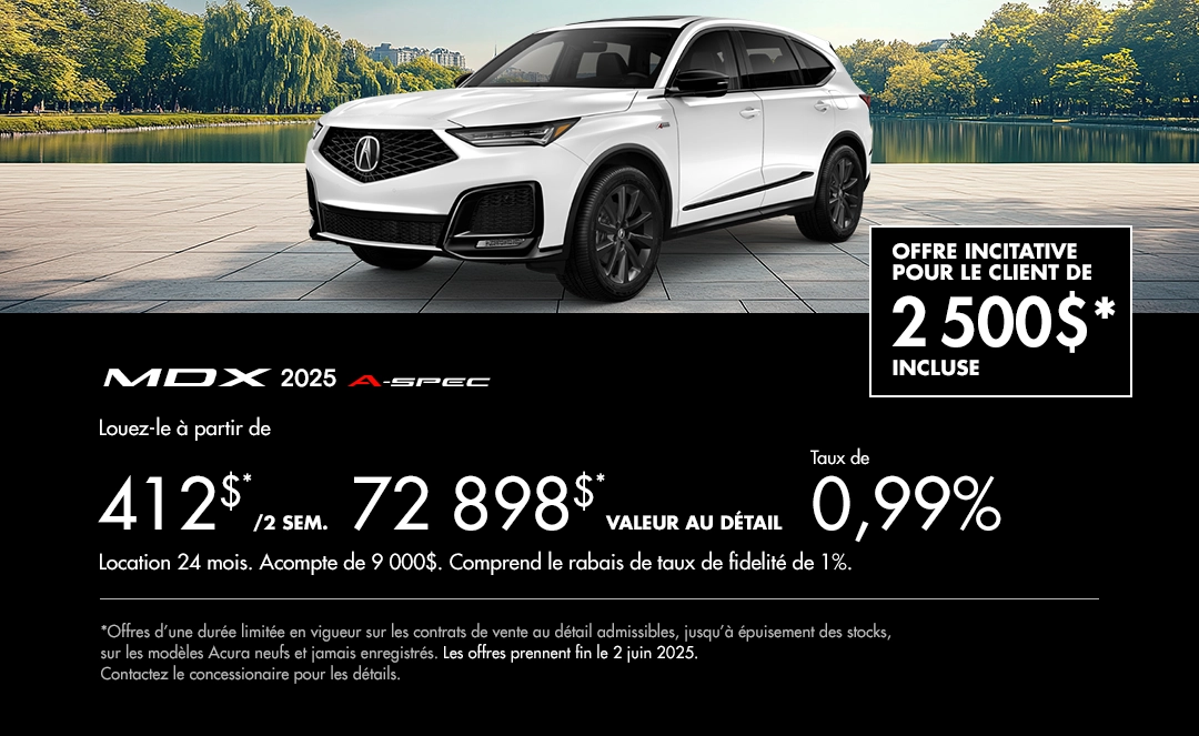 Bannière de Promotion Acura MDX 2025