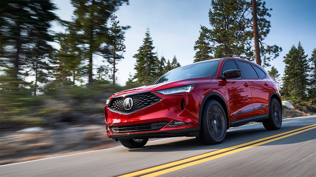 Acura MDX 2024 rouge. Acura MDX 2024 à vendre chez Acura Montréal Centre.