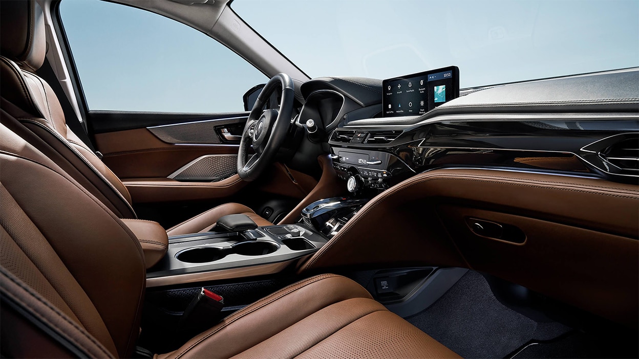 Luxurious interior of the 2024 Acura MDX. Touchscreen.